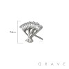 316L SURGICAL STEEL THREADLESS PUSH IN CZ BAGUETTE ARCH FAN TOP PART